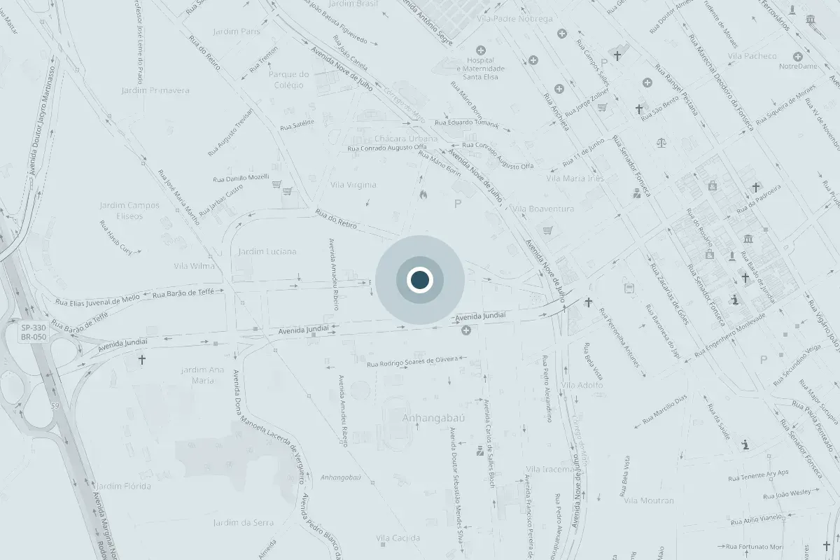 Mapa da região do consultório, na Rua Barão de Teffé, em Jundiaí